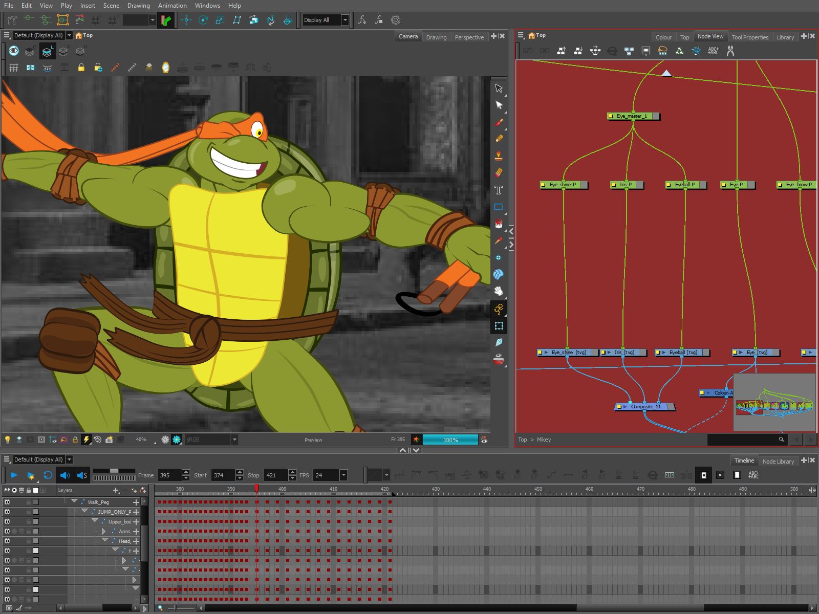 Image of a 2D animated figure within software